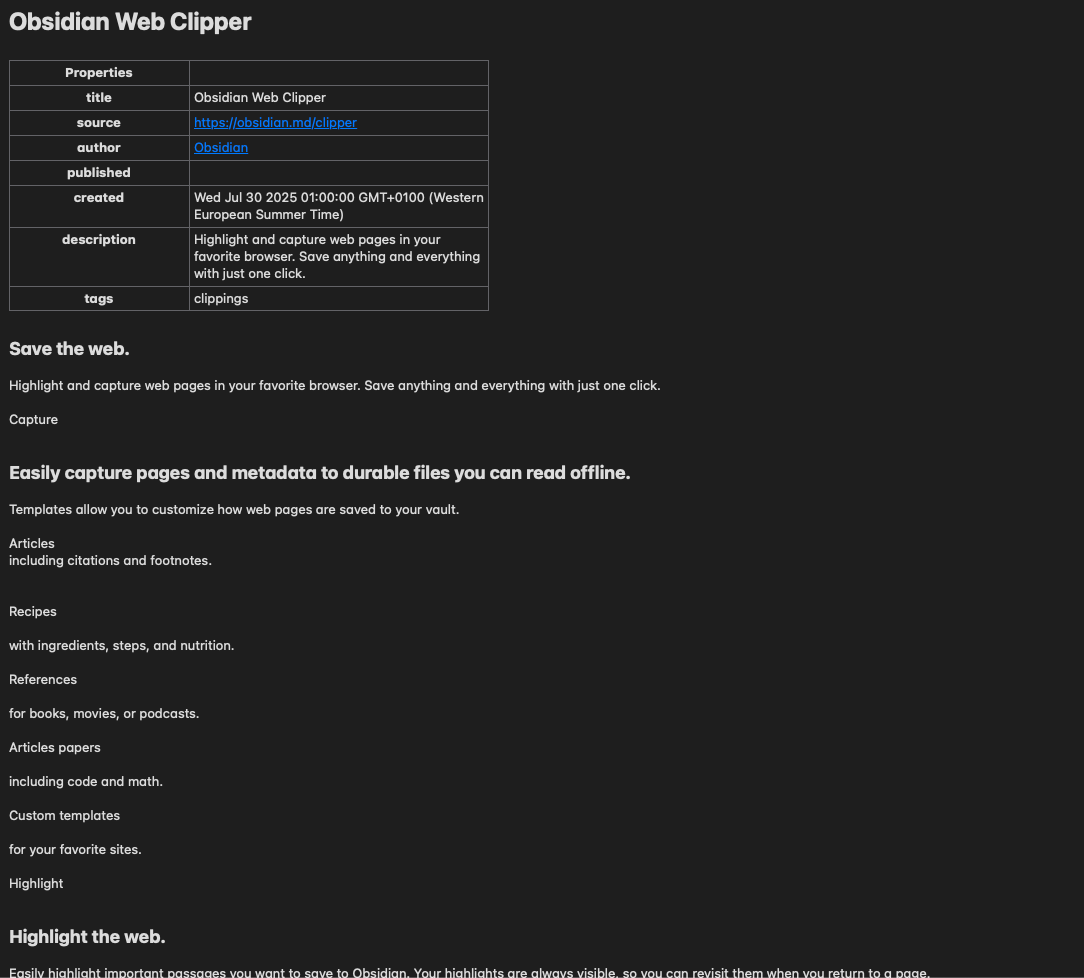 After web clipper metadata support